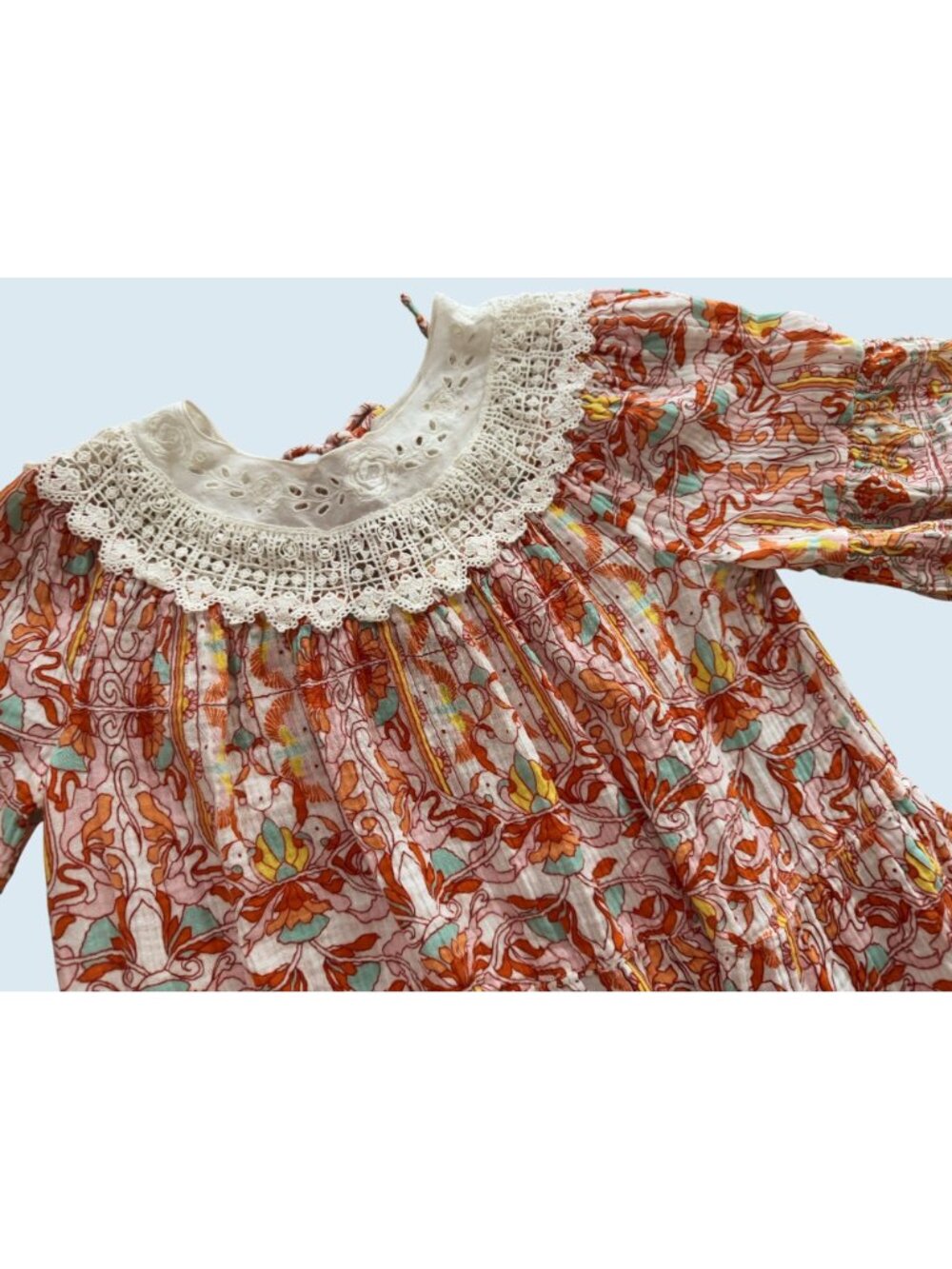 ANTHROPOLOGIE Florence Floral Lace Detail Lounge Dress Sz 2 - Picture 4 of 8
